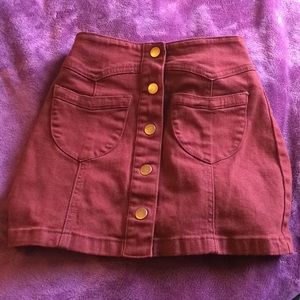 High waisted Maroon denim skirt !